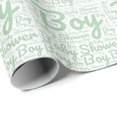 Trendy groene script typografie jongens babyshower cadeaupapier (Rol Hoek)
