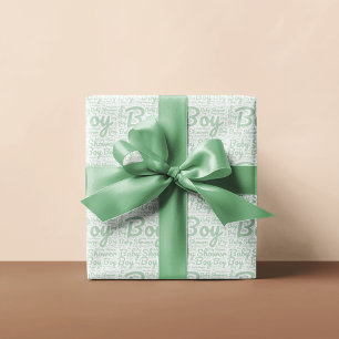 Trendy groene script typografie jongens babyshower cadeaupapier