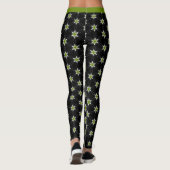 Trendy groene sterren op zwart patroon leggings (Achterkant)