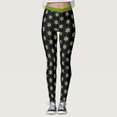 Trendy groene sterren op zwart patroon leggings (Voorkant)