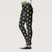 Trendy groene sterren op zwart patroon leggings (Links)