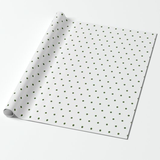 Trendy groene stippen witte achtergrond schattig k cadeaupapier (Uitgerold)