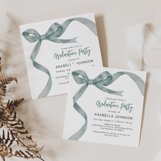 Trendy Groene Strik Afstuderen Feestdagenkaart