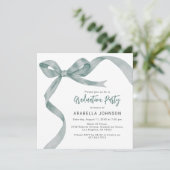 Trendy Groene Strik Afstuderen Feestdagenkaart (Staand voorkant)