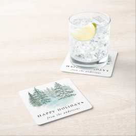 Trendy Groenery Elegante Winter Kerstfeest Partij Kartonnen Onderzetters