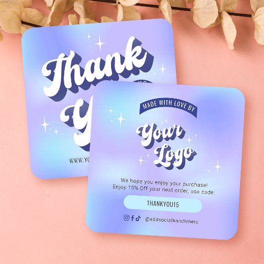 Trendy Groovy Holografische Business bedankkaart Notitiekaartje