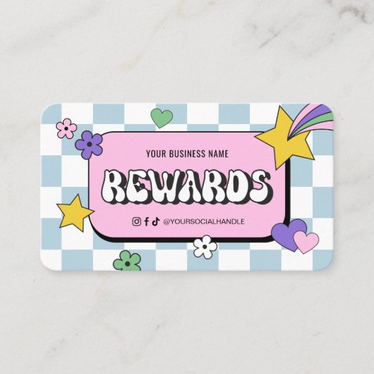 Trendy Groovy Logo Retro Girly Haarstylist Salon Klantenkaartje (Voorkant)