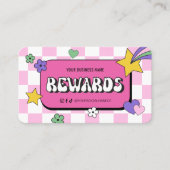 Trendy Groovy Logo Retro Pink Lashes nagels salon Klantenkaartje (Voorkant)