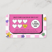 Trendy Groovy Logo Retro Pink Lashes nagels salon Klantenkaartje (Achterkant)