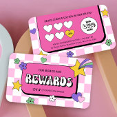 Trendy Groovy Logo Retro Pink Lashes nagels salon Klantenkaartje