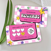 Trendy Groovy Logo Retro Pink Lashes nagels salon Klantenkaartje