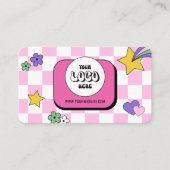 Trendy Groovy Logo Retro Pink Lashes nagels salon Visitekaartje (Voorkant)