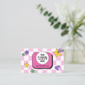Trendy Groovy Logo Retro Pink Lashes nagels salon Visitekaartje (Staand voorkant)