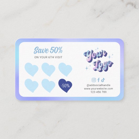 Trendy Groovy Retro Holografische Nagels Make-up S Klantenkaartje (Achterkant)