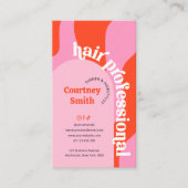 Trendy Groovy Roze & Rood Haar Salon Kapper Visitekaartje