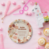 Trendy groovy terracotta blush herfst Baby shower Papieren Bordje (Feest)