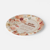 Trendy groovy terracotta blush herfst Baby shower Papieren Bordje (Gekanteld)