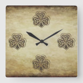 Trendy grundge Irish boetshamrock Vierkante Klok (Voorkant)