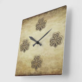 Trendy grundge Irish boetshamrock Vierkante Klok (Hoek)