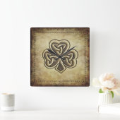 Trendy grundge Irish boetshamrock Vierkante Klok (Huis)