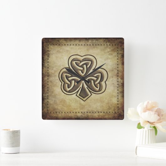 Trendy grundge Irish boetshamrock Vierkante Klok (Huis)