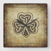 Trendy grundge Irish boetshamrock Vierkante Klok (Voorkant)