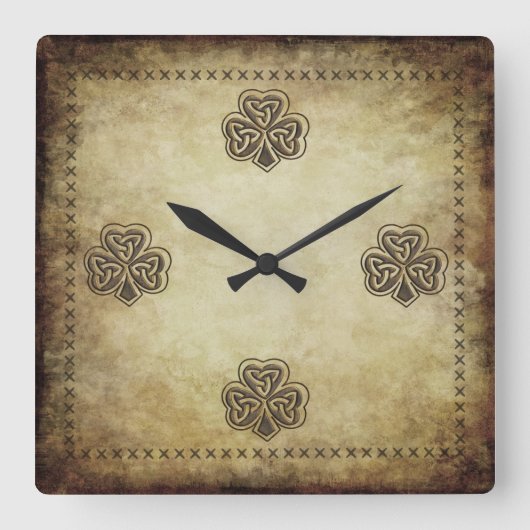Trendy grundge Irish boetshamrock Vierkante Klok (Voorkant)