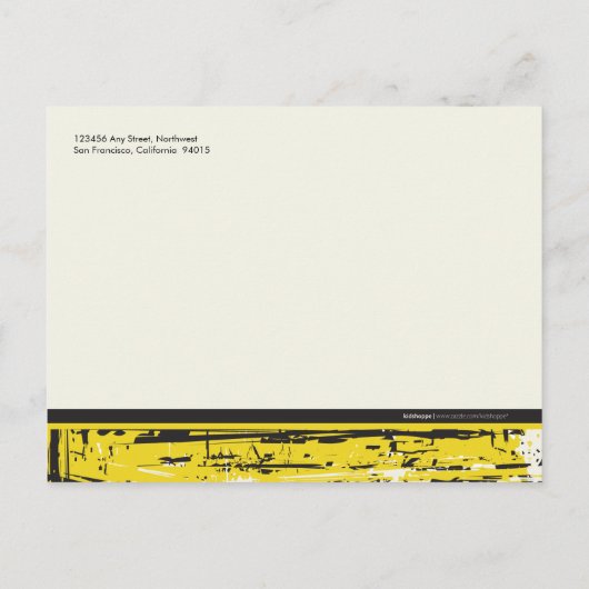 Trendy Grunge Afstuderen Aankondiging (geel) (Achterkant)