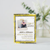 Trendy Grunge Afstuderen Aankondiging (geel) (Staand voorkant)