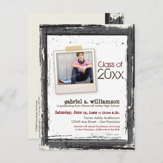 Trendy Grunge Afstuderen Aankondiging (leisteen) (Voorkant / Achterkant)