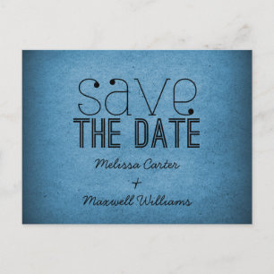 Trendy Grunge Save the Date Briefkaart, Blue Aankondigingskaart