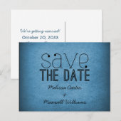 Trendy Grunge Save the Date Briefkaart, Blue Aankondigingskaart (Voorkant / Achterkant)