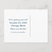 Trendy Grunge Save the Date Briefkaart, Blue Aankondigingskaart (Achterkant)