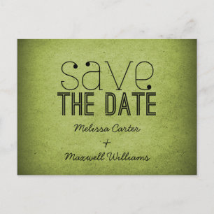 Trendy Grunge Save the Date Briefkaart, Green Aankondigingskaart