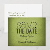 Trendy Grunge Save the Date Briefkaart, Green Aankondigingskaart (Voorkant / Achterkant)