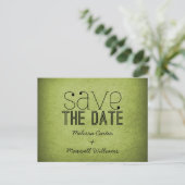 Trendy Grunge Save the Date Briefkaart, Green Aankondigingskaart (Staand voorkant)
