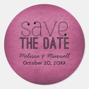 Trendy Grunge Save the Date Stickers, Roze Ronde Sticker
