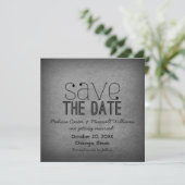 Trendy Grunge 'Save the Date' uitnodiging, Grijs Save The Date (Staand voorkant)
