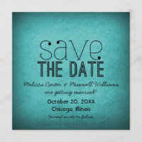 Trendy Grunge Save the Date Uitnodiging, Teal