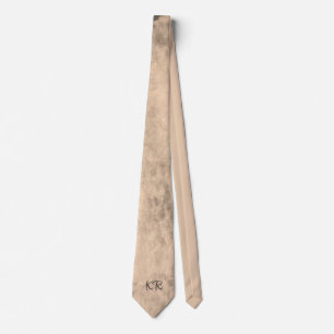Trendy Grunge Sepia Roze Bruine Patroon Initialen Stropdas