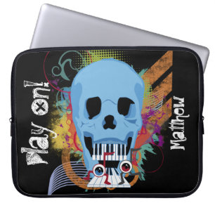 Trendy Grunge Skull Piano Music-laptophoes Laptop Sleeve