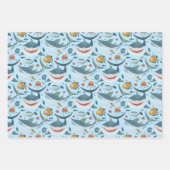 Trendy haaien thema onder het Zee verjaardagsdecor Inpakpapier Vel (Voorkant 2)
