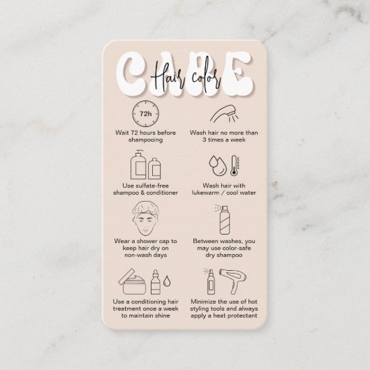 Trendy Haarkleur Aftercare Retro Beige Salon Visitekaartje (Voorkant)