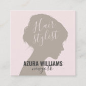 Trendy haarstylist blush roze girly script schoonh vierkante visitekaartje (Voorkant)