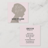 Trendy haarstylist blush roze girly script schoonh vierkante visitekaartje (Voorkant / Achterkant)