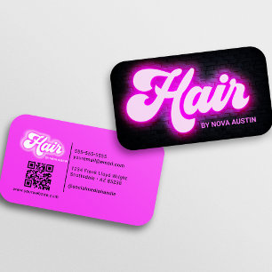 Trendy Haarstylist Glam Esthetische Hot Pink QR Co Visitekaartje