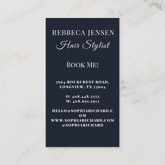 Trendy haarstylist Roze script kapper foto Visitekaartje (Achterkant)