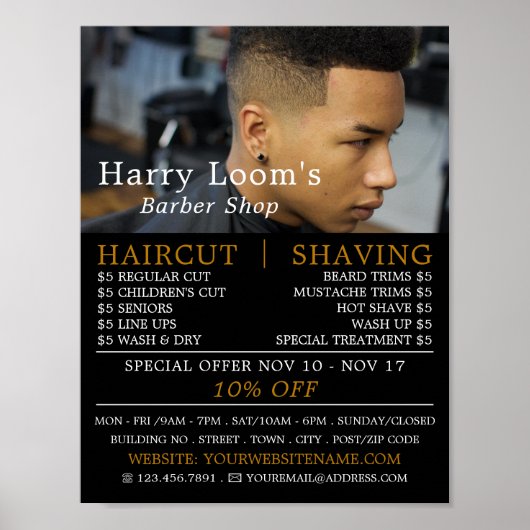 Trendy Hair Cut, Mannen Barbers Adverteren Poster (Voorkant)