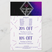 Trendy Hair Salon Modern Paars en Black Flyer (Achterkant)