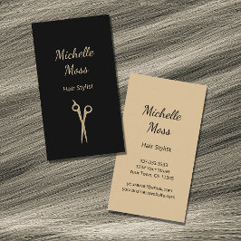 Trendy Hair Stylist Eenvoudige Schaar Zwart Goud Visitekaartje